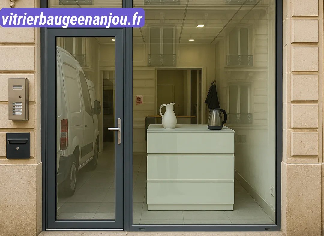 Façade vitrine de magasin en aluminium sur mesure à Baugé-en-Anjou
